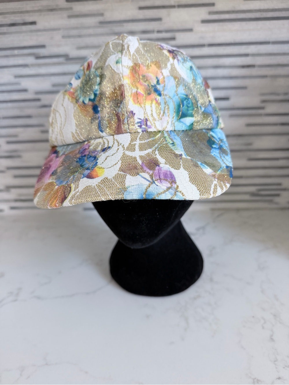 New Vintage Floral Metallic Gold Baseball Cap